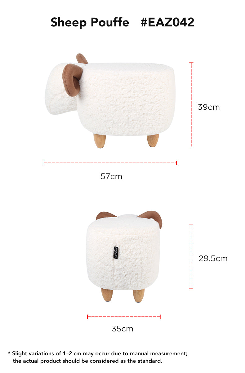 EVERAU® Multi-functional Cute Ottoman Fluffy Sheep Pouffe size chart