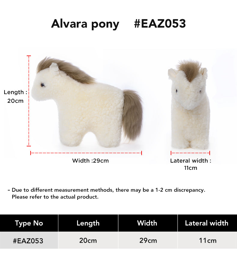 EVERAU® Cute Fluffy Pony Toy Alvara size chart