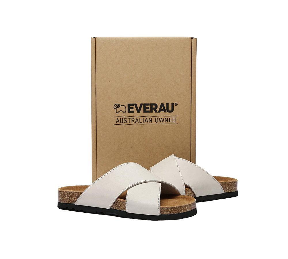 EVERAU® Women Slides Leather Crossover Croia