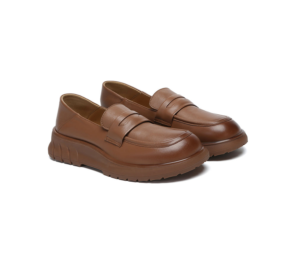 EVERAU® Leather Loafers Women Flexible Heel Pansy EVERAU