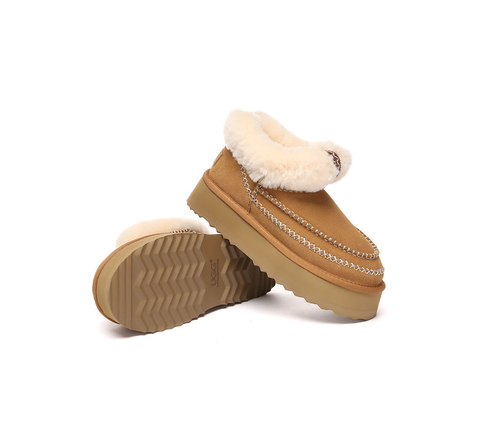 AUSTRALIAN SHEPHERD® UGG Boots Women Sheepskin Wool Collar Ankle Platform Mini Santana UGG AUSTRALIAN SHEPHERD