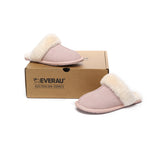 EVERAU® UGG Slippers Sheepskin Wool Suede Scuff Rosa