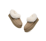 UGG EVERAU® UGG Slippers Women Sheepskin Wool Collar Ankle Platform Gabri - UGG EXPRESS