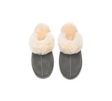 EVERAU® UGG Slippers Sheepskin Wool Suede Scuff Rosa - UGG EXPRESS