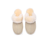 EVERAU® UGG Slippers Sheepskin Wool Suede Scuff Rosa - UGG EXPRESS