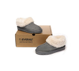 EVERAU® UGG Slippers Sheepskin Wool Suede Ankle Homey