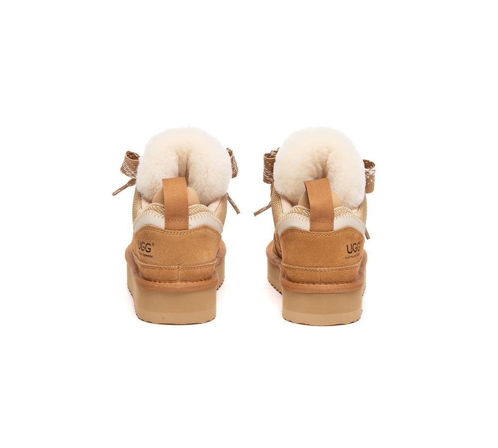 AUSTRALIAN SHEPHERD® Kids UGG Boots Sheepskin Wool Lace Up Platform Sneakers Parkyr UGG AUSTRALIAN SHEPHERD