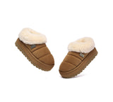 UGG EVERAU® UGG Slippers Women Sheepskin Wool Collar Ankle Platform Ulrika - UGG EXPRESS