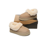 AUSTRALIAN SHEPHERD® UGG Slippers Women Sheepskin Wool Collar Ankle Platform Clarrie