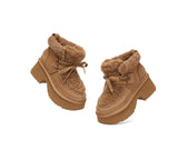AUSTRALIAN SHEPHERD® UGG Boots Women Sheepskin Wool Lace Up Chunky Platform Bumpy