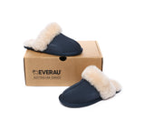 EVERAU® UGG Slippers Sheepskin Wool Suede Scuff Rosa