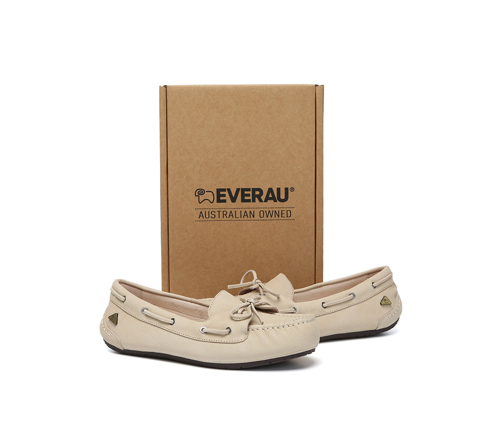 EVERAU® Women Leather Moccasin Loafers Classic Monty EVERAU