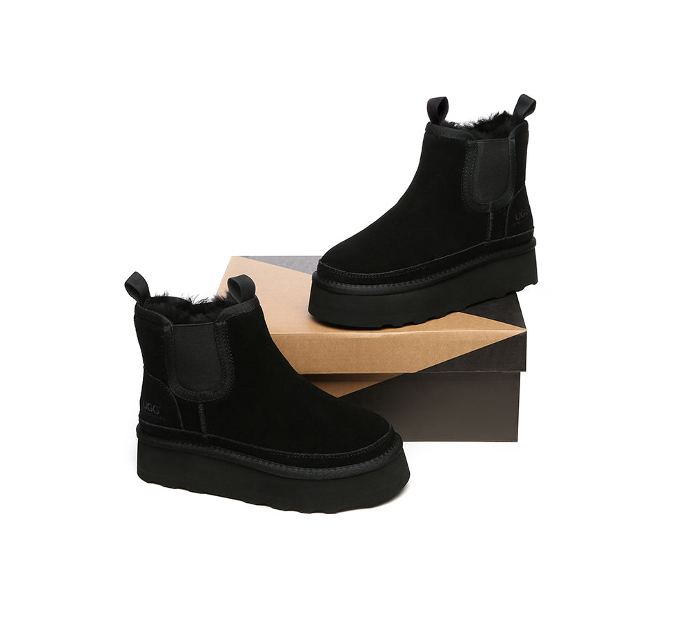 AUSTRALIAN SHEPHERD® UGG Boots Sheepskin Wool Elastic Band Platform Chelsie - UGG EXPRESS