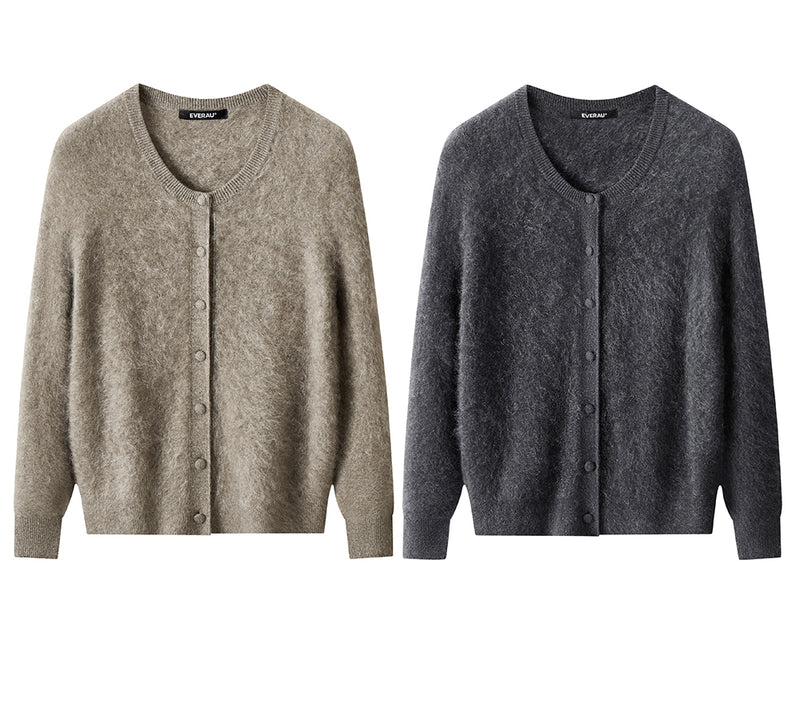 EVERAU® Yak Wool Knit Cardigan Cashmere Blend Loose Fit Morra EVERAU