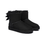 Urban UGG® Women Double faced Sheepskin Wool Boots Mini Back Bow