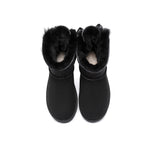 Urban UGG® Women Double faced Sheepskin Wool Boots Mini Back Bow