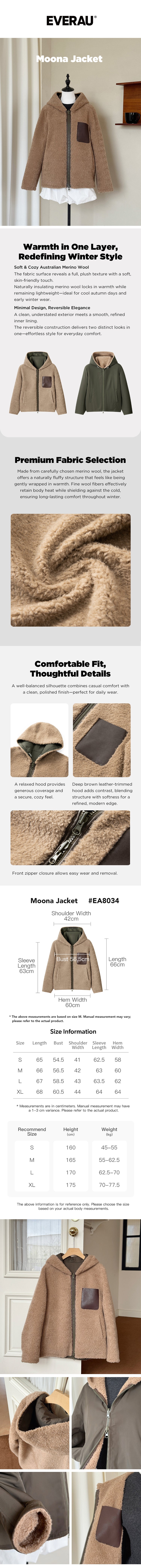 EVERAU® 100% Wool Zip Reversible Jacket Moona