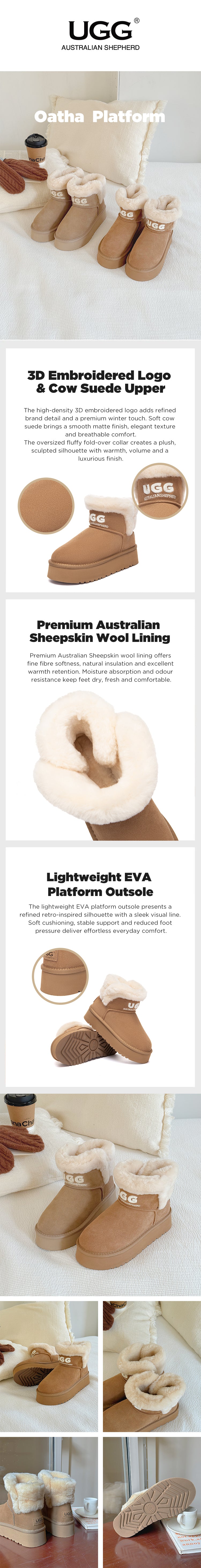 AUSTRALIAN SHEPHERD® UGG Boots  Shearling  Platform Oatha