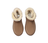 UGG EVERAU® UGG Boots Double Faced Sheepskin Wool Ankle Mini Button