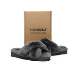 EVERAU® UGG Women Crossover Fluffy Slides Leanna - UGG EXPRESS