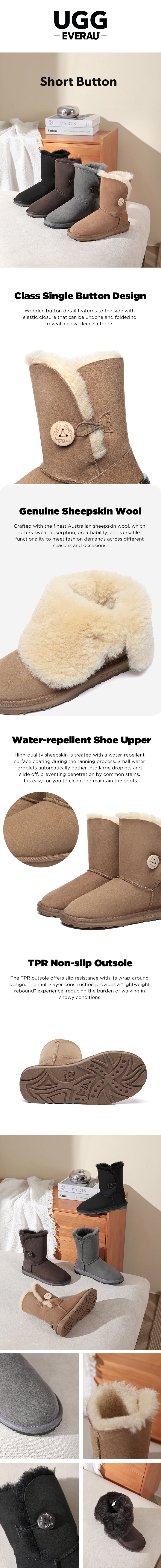 UGG EVERAU® UGG Boots Unisex Short Button