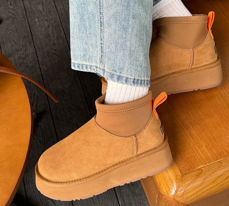 UGG EVERAU® UGG Boots Women Sheepskin Wool Stretchy Ankle Mini Platform Ethel