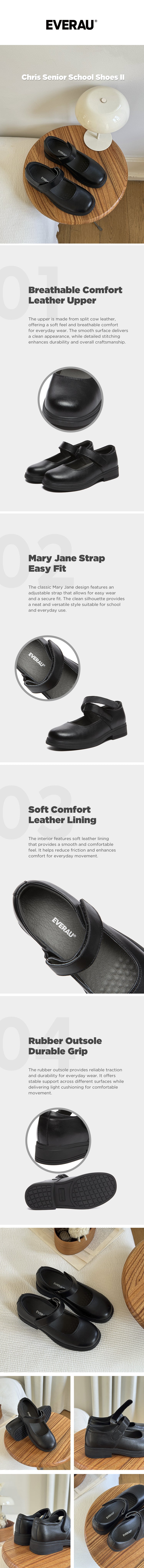 EVERAU® Senior Black Leather School Shoes Chris