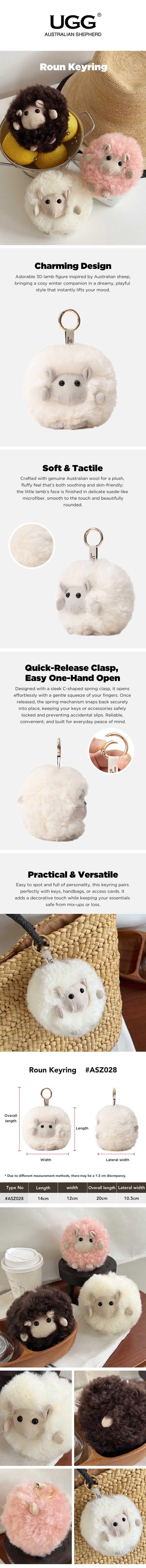 AUSTRALIAN SHEPHERD® Fluffy Wool Sheep Roun Keyring