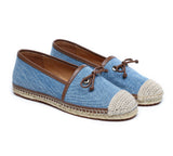 Espadrilles - Women Leather Slip-on Bow Flat Espadrilles Esther