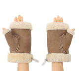 Gloves - Fluffy Fingerless Sheepskin Wool Mittens