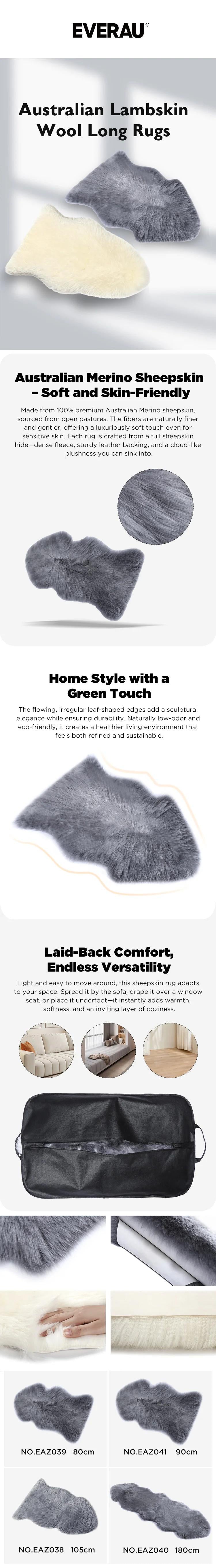 EVERAU® Australian Lambskin Wool Long Rugs 85/95/110/185cm