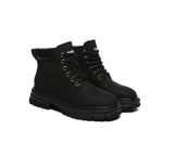 EVERAU® UGG Boots Women Leather Sheepskin Wool Lace Up Chunky Aubrey
