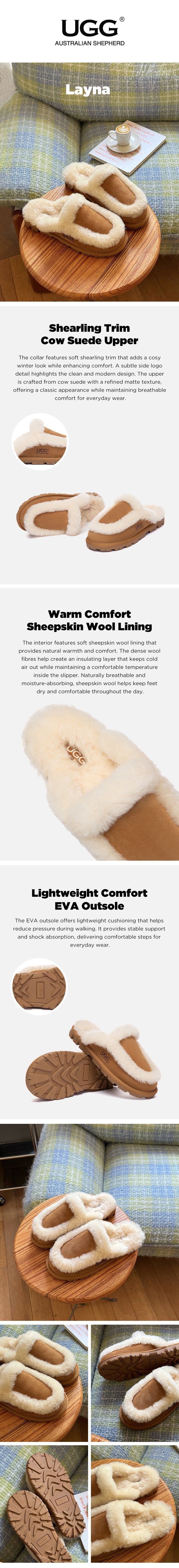 AUSTRALIAN SHEPHERD® UGG Slippers Women Shearling Layna