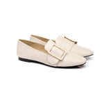 Loafers - Women Leather Loafers Square Buckle Almond Toe Flats Sally