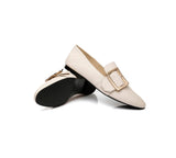 Loafers - Women Leather Loafers Square Buckle Almond Toe Flats Sally