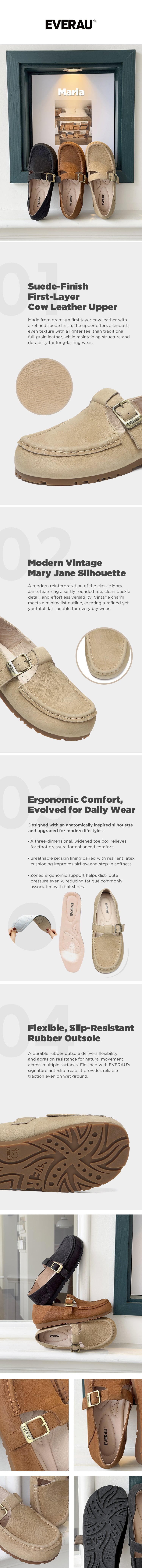EVERAU® Women Leather Loafers Adjustable Buckle Flats Maria