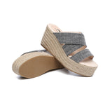 Sandals - Women's Crossover-Strap Platform Heels Slip-on Sandal Slides Wedges Julie