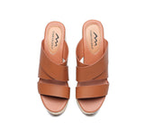 Sandals - Women's Crossover-Strap Platform Heels Slip-on Sandal Slides Wedges Julie