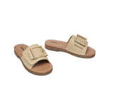 Slides - EVERAU® Women Leather Buckle Adjustable Ultra Soft Flat Slides Bera