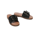 Slides - Women Leather Buckle Top Ultra Soft Slides Bera