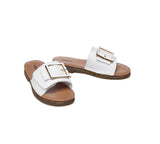 Slides - Women Leather Buckle Top Ultra Soft Slides Bera