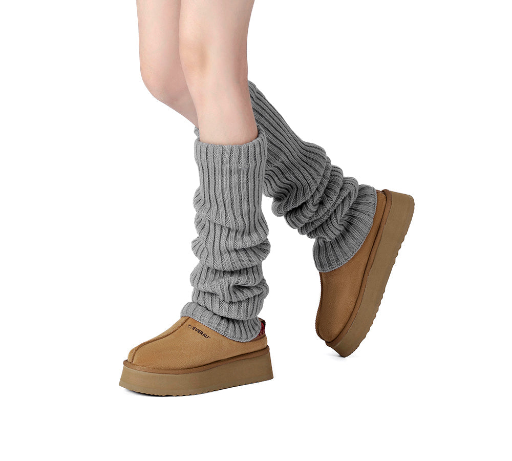EVERAU® Women Stretchy Ribbed Knit Thick Leg Warmers EVERAU