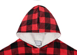 Apparel - Reversible Hoodie Blanket Unisex Black And Red Check