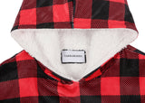 Apparel - Reversible Hoodie Blanket Unisex Black And Red Check