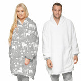 Apparel - Reversible Hoodie Blanket Unisex Grey Unicorn