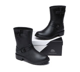 Fashion Boots - Black Rainboots, Gumboots Women Mid Calf With Wool Insole