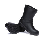 Fashion Boots - Black Rainboots, Gumboots Women Mid Calf With Wool Insole