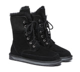 Fashion Boots - Lace Up Ankle Fashion Sheepskin Women Boots Pathfinder