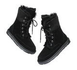 Fashion Boots - Lace Up Ankle Fashion Sheepskin Women Boots Pathfinder