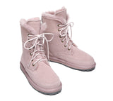 Fashion Boots - Lace Up Ankle Fashion Sheepskin Women Boots Pathfinder